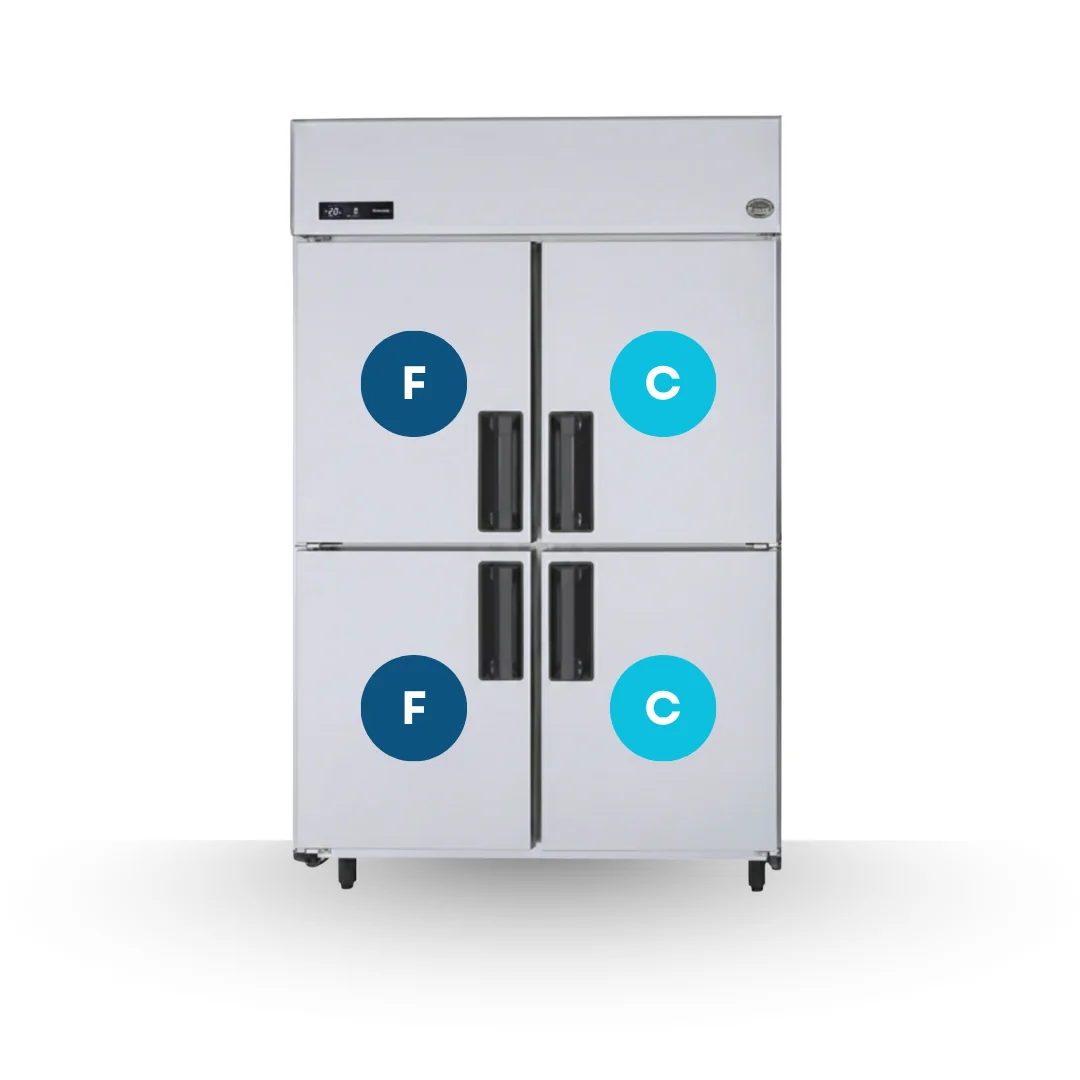 Combination chiller and freezer commercial refrigerator