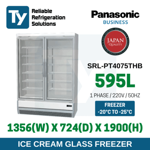 SRL-PT4075THBBF Panasonic 2 Glass Door Icecream Display Freezer 618L