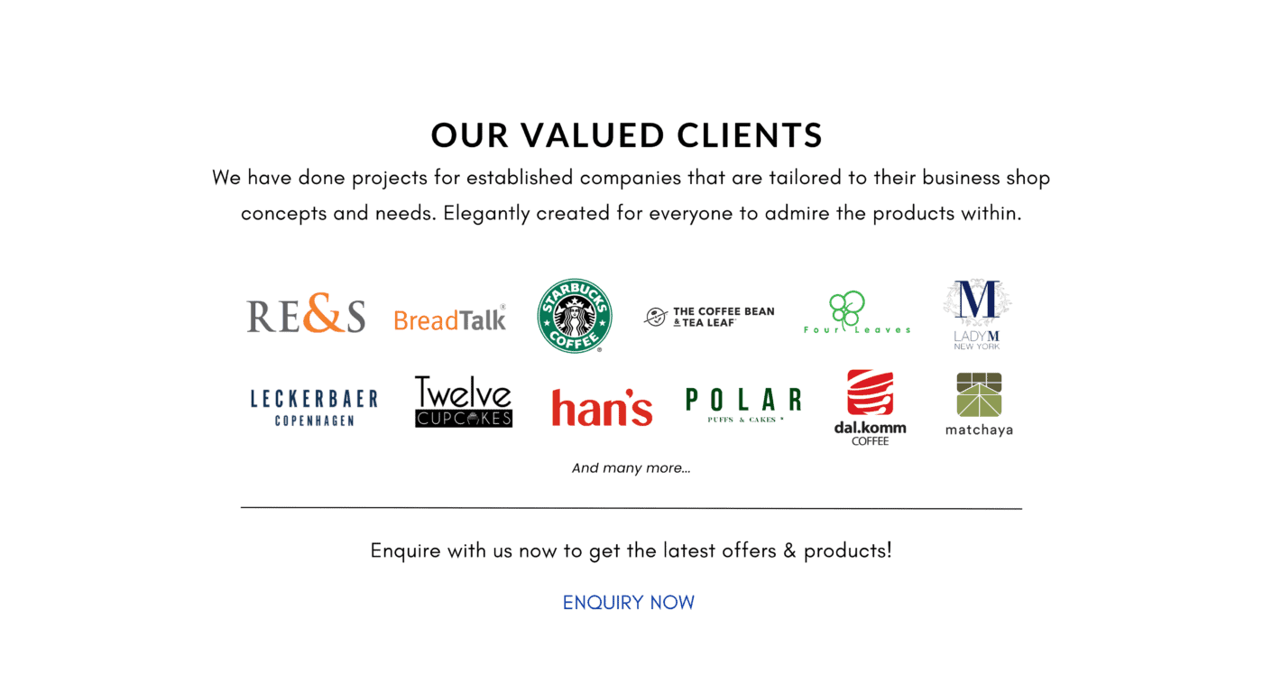 We have done projects for established companies that are tailored to their business shop concepts and needs. Elegantly created for everyone to admire the products within.