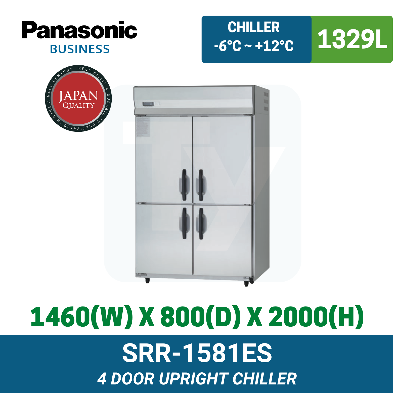 SRR-1581ES Panasonic 4 Door Upright Chiller Stainless Steel ES Series