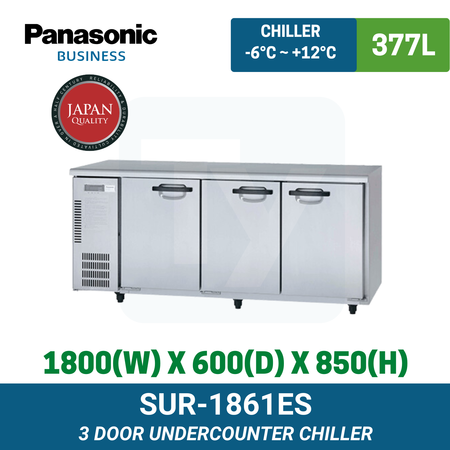 SUR-1861ES Panasonic 3 Door Undercounter Chiller Stainless Steel