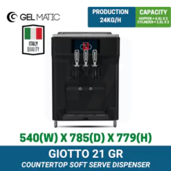 GIOTTO-21-GR (Black) Gelmatic Countertop Soft Serve Dispenser | TY Innovations
