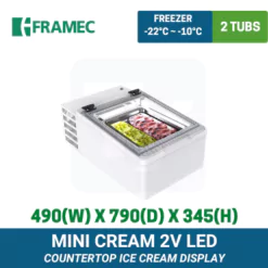 MINI CREAM 2V LED Framec Countertop Ice Cream Display | TY Innovations